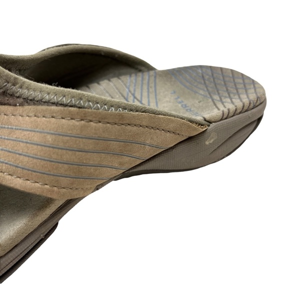 MERRELL BUNGEE Tan Genuine Leather Suede Slides Flip Flops Sandals Sporty sz 7 - Picture 10 of 16